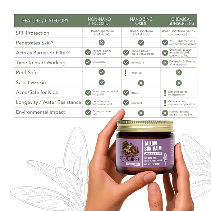 Lavender Tallow Sunscreen SPF 50 – Grass-Fed Beef Tallow Balm with Carrot Seed Oil & Non-Nano Zinc – Organic Face & Body Moisturizer, Reef Safe, Naturally Scented – 2.5oz x 2, Made in USA