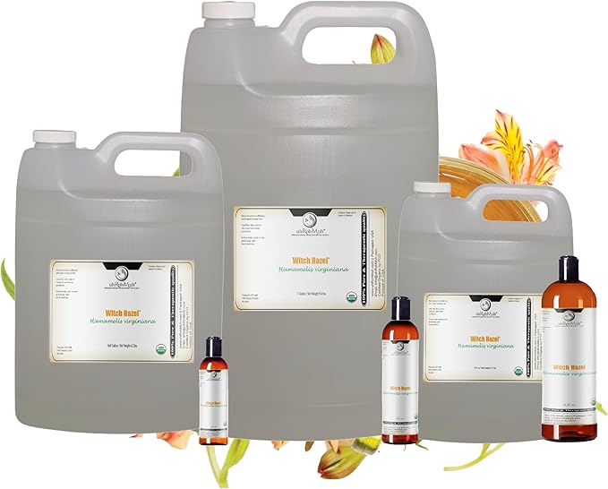 Organic Witch Hazel – 100% Pure Natural USP Astringent with 14% Alcohol | Hamamelis Virginiana Extract for Face, Skin, Hair & Wellness | Bulk & Gallon Options | 16 Fl Oz