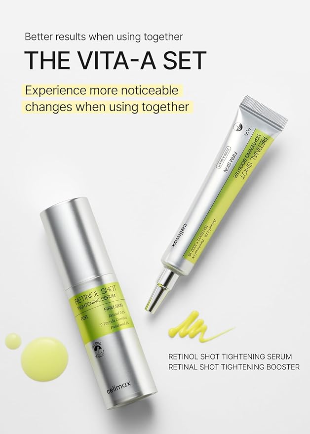 celimax The Vita A Retinal Shot Tightening Booster | 0.1% Retinal, 3% Matryxyl, High-Strength Retinoid for Anti-Aging, Pore Minimizer, Wrinkles & Fine Lines, Firmer Skin, Gift Set (Duo Set 15mlx2)