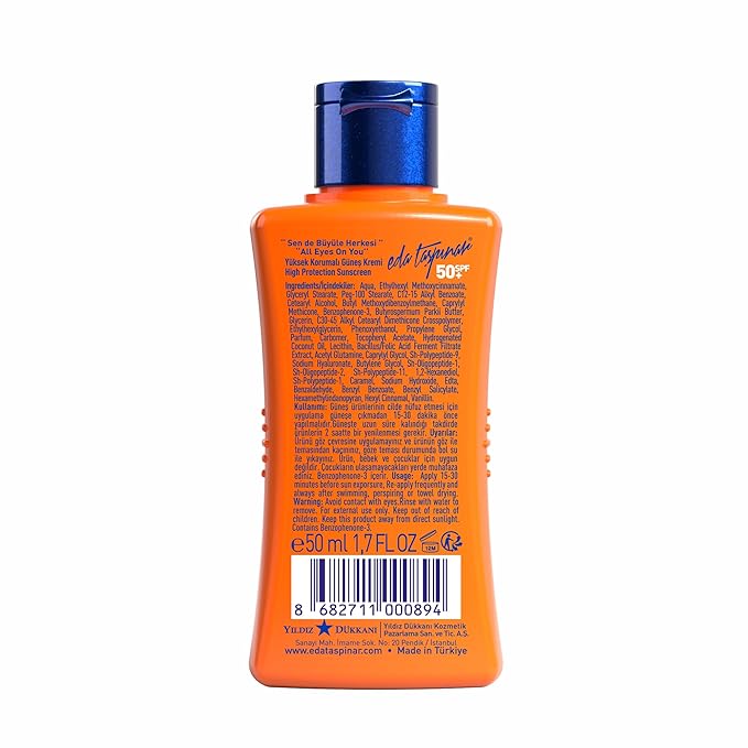 Eda Taspınar Travel Size SPF 50+ Sunscreen Lotion | Broad Spectrum UVA/UVB Face & Body Sunscreen | Moisturizing Vitamin E Formula for Sensitive Skin | Sun Tan Lotion | (50 ml/1.7 fl oz) 2 Pack