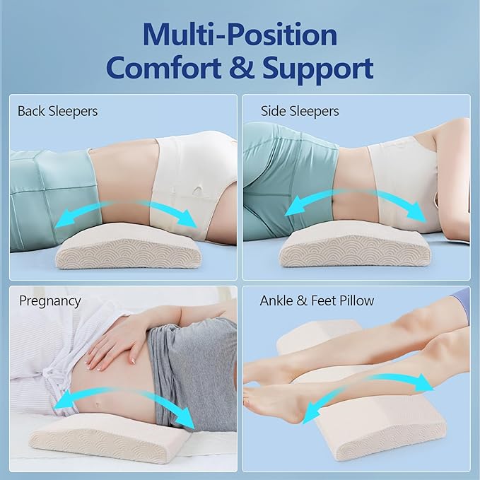 Cozyhealth Lumbar Support Pillow for Sleeping Memory Foam Lumbar Support Cushion for Lower Back Pain Relief, Back Support Bed Pillow Waist Support (Large)