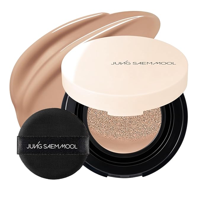 JUNG SAEM MOOL Essential Skin Nuder Cushion | Natural Finish, Buildable Coverage Cushion Foundation by Korean Makeup Artist (Mini, 0.17 Fl Oz), 26N Taupe Beige
