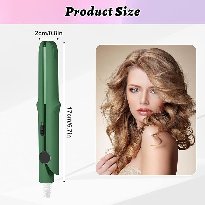 Omaky 2-in-1 Mini Curling Wand Flat Iron Hair Straightener, Long-Lasting Portable Travel Curling Wand for Women Girls Short Hair, All Hair Types (1 inch x 1 inch, Black)