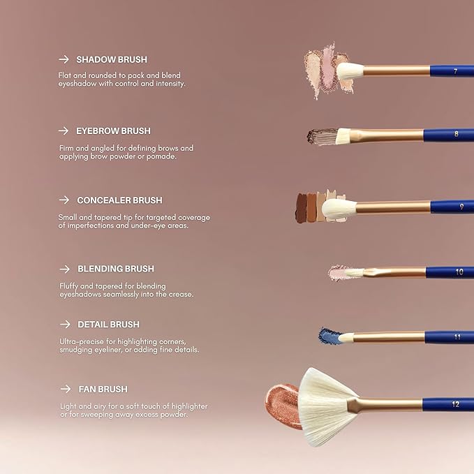 BERRY GOODS 12-Piece Makeup Brush Set with Microcrystalline Silk Fibers – Ultra-Soft, Vegan & Cruelty-Free Face & Eye Brushes with Travel Case (BERRY Red)