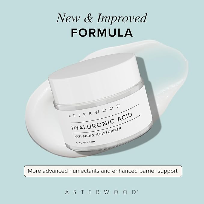 Asterwood Hyaluronic Acid Moisturizer for Face - Hydrating, Moisturizing, Lightweight - Anti-Aging Moisturizer - Fragrance-Free, Cruelty-Free - For All Skin Types Including Dry & Oily - 1.7 Fl Oz