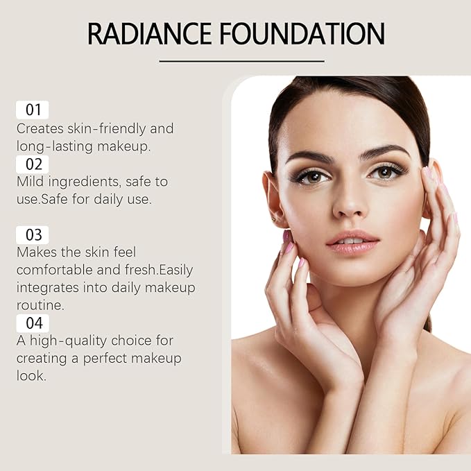 Radiance Sunscreen Foundation | Concealer-Level Full Coverage with a Natural Dewy Finish | Long-lasting, Lightweight & Moisturizing Korean Makeup | 1.0 fl oz, 30ml