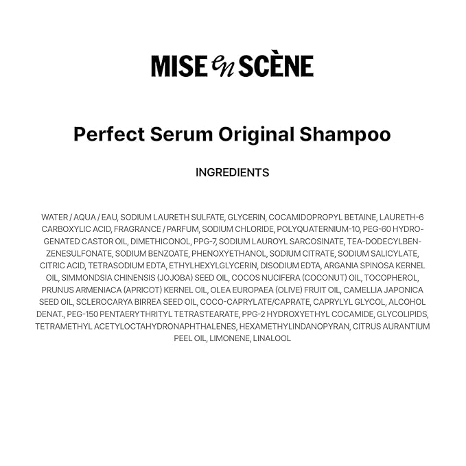 Mise En Scene Perfect Serum Original Shampoo For Damaged Hair - KoreanShampoo with Moroccan Oil, Jojoba Seed, Damage Care MoroccanOil HairProducts | 17.92 Fl Oz