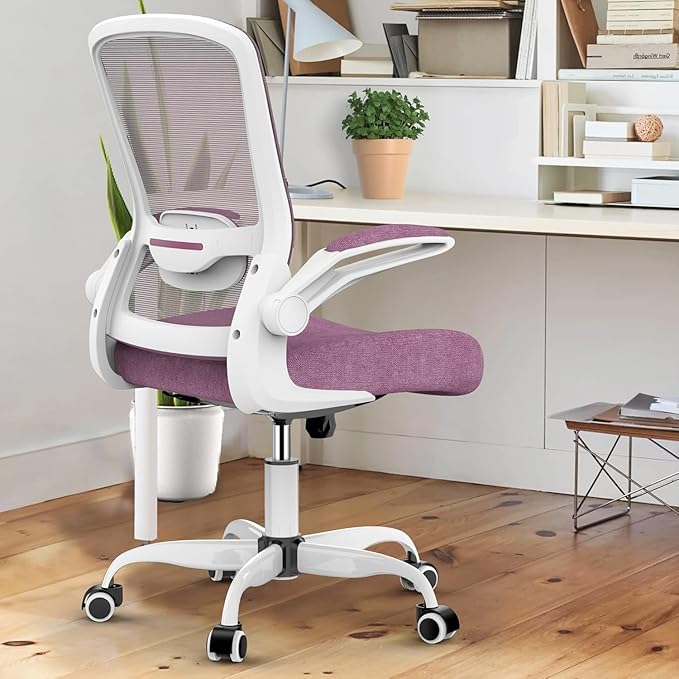 Mimoglad Home Office Chair, High Back Desk Chair, Ergonomic Mesh Computer Chair with Adjustable Lumbar Support and Thickened Seat Cushion (Modern, Orchid)