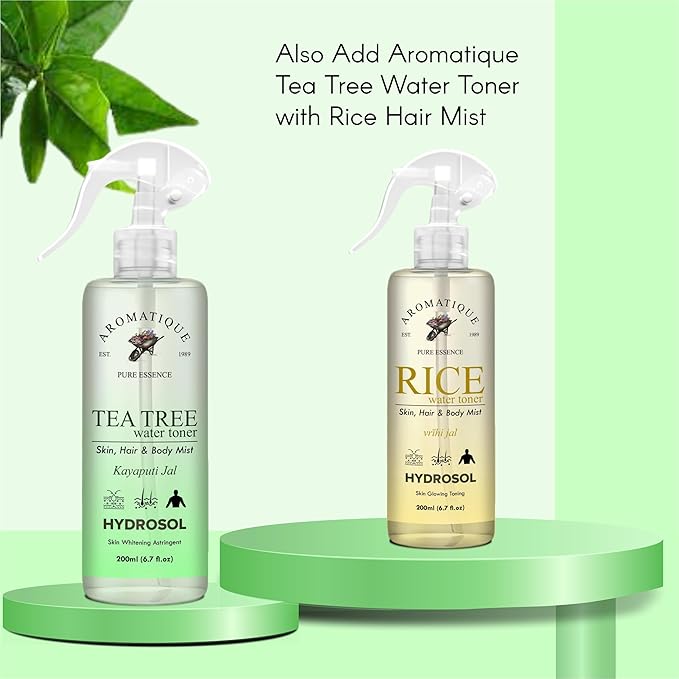 Aromatique Natural Tea Tree Water Toner/Mist Spray/Hydrosol -Hydrating, Refreshing Skin & Hair Care Solution - Ph Balancing, Acne-Fighting, Daily Use Formula 200ml