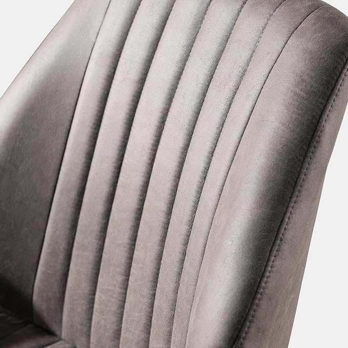 HOOOWOOO Faux Suede Leather Home Office Desk Chair,MCM Modern Ergonomic Task Work Chair,Computer Gaming Chair with Cushion Seat Mid Back for Long Hours(Charcoal Grey)