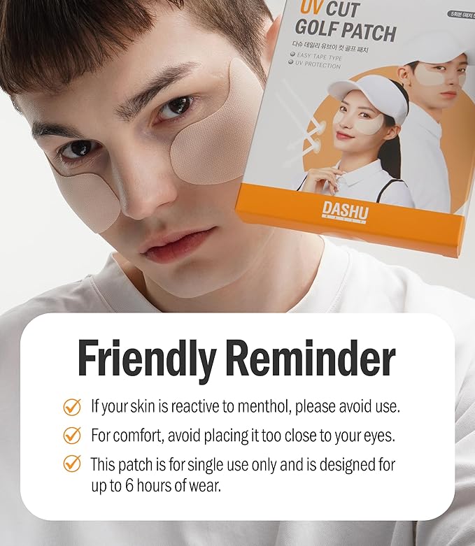 DASHU Daily Sunshield Golf Patch 10 pairs (2 Bundle Pack) Korean Skin Care Easy Peel Off Cooling Gel Patches | Age Defying Sun Shield Peptide Patch, Easy Peel Off Facial Patches