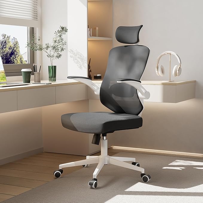 Office Chair Desk Chair, Ergonomic Mesh Computer Chair with 90-130° Recline & 360° Smooth-Rolling Casters, Lumbar Support Task Chair for Home Office, Comfortable for Women, Teens(B-Black)