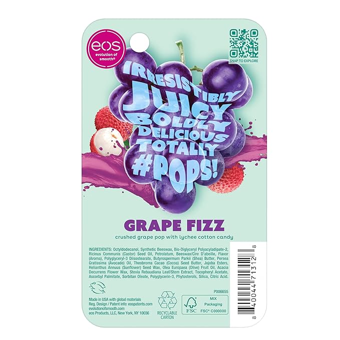 eos 24H Moisture Super Balm- Grape Fizz, Limited-Edition Lip Mask, 0.35 fl oz (Pack of 2)