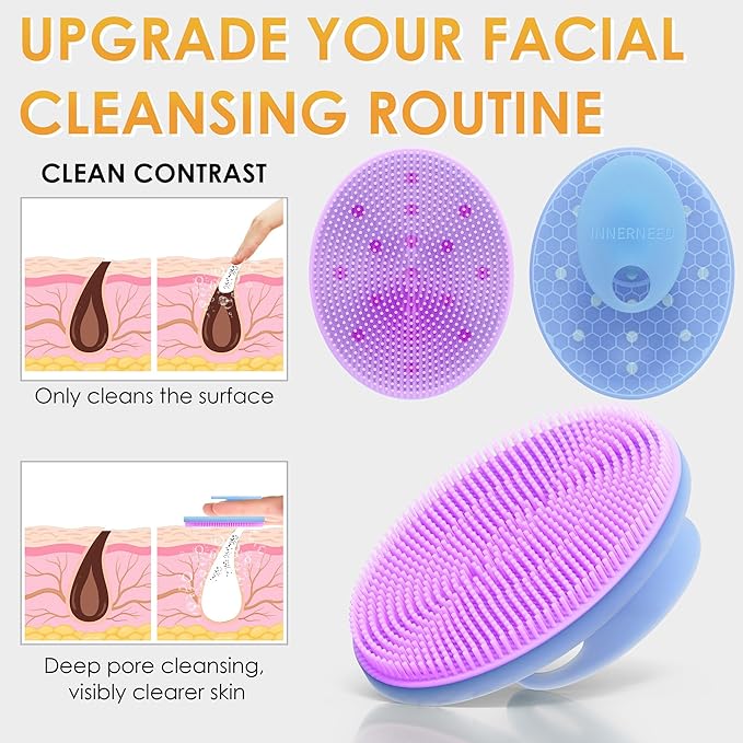 INNERNEED Magnetic Silicone Facial Cleansing Brush – Deep Pore Cleanser with Magnetic Therapy for Skin Circulation & Radiance – Soft, Hygienic, Durable Face Scrubber for All Skin Types (Purple)