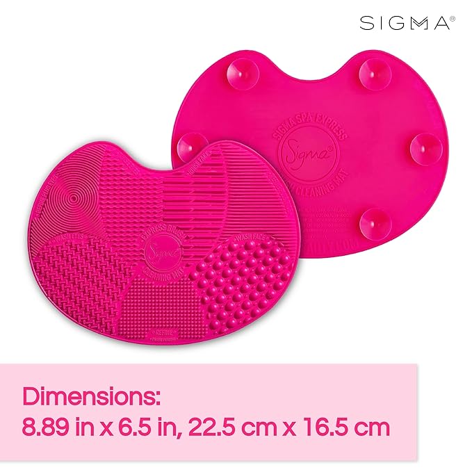 Sigma Beauty Sigma Spa® Express Brush Cleaning Mat (Pink) — Silicone Makeup Brush Cleaning Mat with Suction Cups for Cleaning Makeup Brushes, Compact Design Fit for Any Travel Makeup Kit
