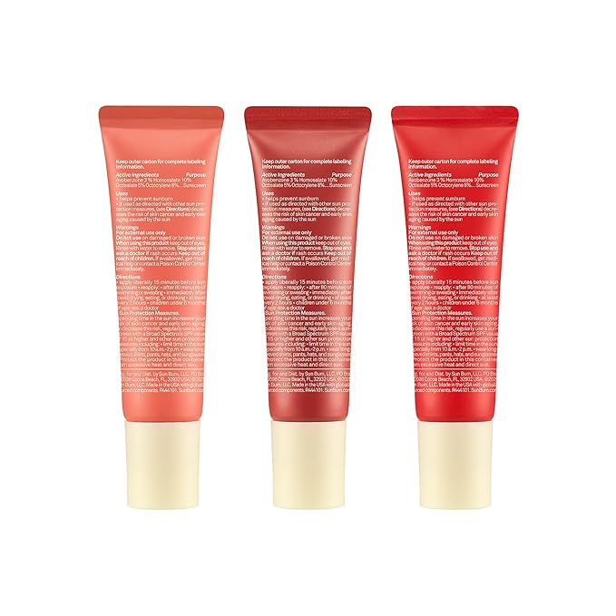 Sun Bum SPF 30 Sunscreen Tinted Lip Balm Multipack - Sunset Cove, Bonfire, and Heat Wave - Coconut Flavor Broad Spectrum Moisturizing with Aloe & Vitamin E - Hawaii 104 Act Compliant - 1.5 oz