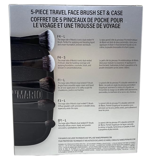 MAKEUP BY MARIO Mario’s Essential 5-Piece Travel Face Brush Set with Case. LIMITED EDITION