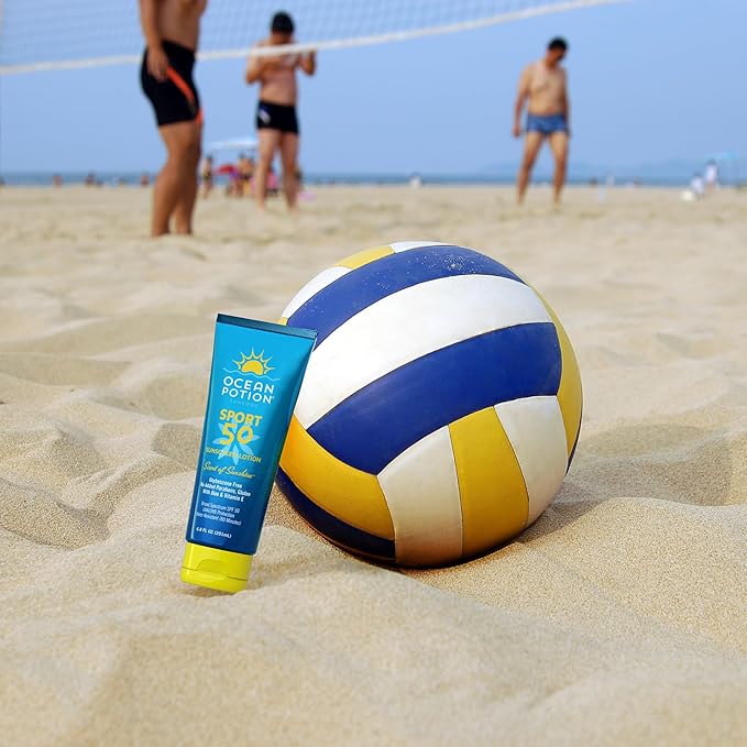 Ocean Potion Sport SPF 50 Sunscreen Lotion, Broad Spectrum UVA/UVB Protection with Aloe & Vitamin E, Water-Resistant Non-Greasy Body Sunscreen, Travel Size, 6.8 oz
