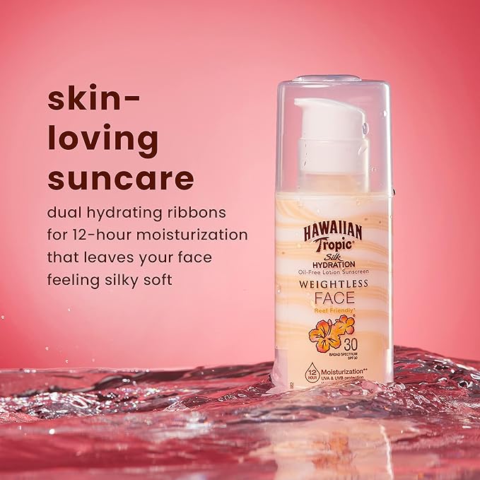 Hawaiian Tropic Everyday Active Clear Spray Sunscreen SPF 30, 6oz & Weightless Hydration Face Sunscreen SPF 30, 1.7oz Bundle