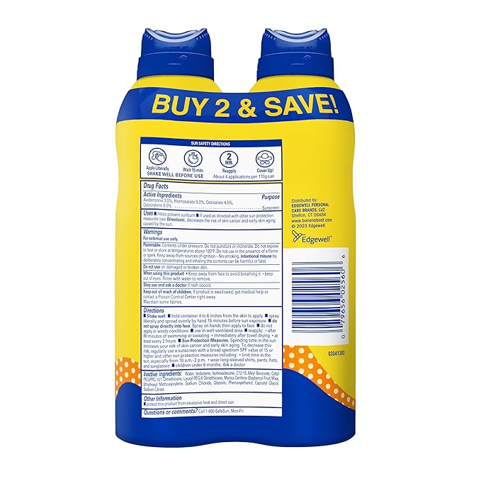 Banana Boat Sport Kids Sunscreen Spray SPF 50, Twin Pack | Spray Sunscreen for Kids, Childrens Sunblock SPF 50, Oxybenzone Free, 6oz each