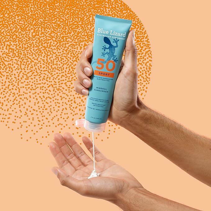 Blue Lizard Sport Mineral SPF 50 Lotion,Ideal for Athletes,100% Mineral Sunscreen Actives,Fragrance-Free,Paraben-Free,Vegan,5 fl oz,(Pack of 2)