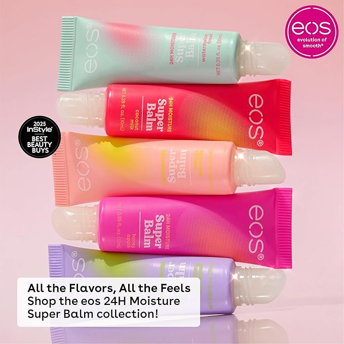 eos 24H Moisture Super Balm- Strawberry Sorbet, Lip Mask, Day or Night Lip Treatment, Made for Sensitive Skin, 0.35 fl oz (Pack of 2)