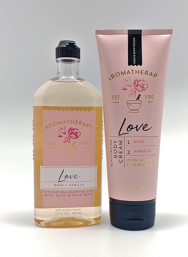 Aromatherapy - Love - Rose Vanilla - Duo Body Cream and Body Wash & Foam Bath - Full Size