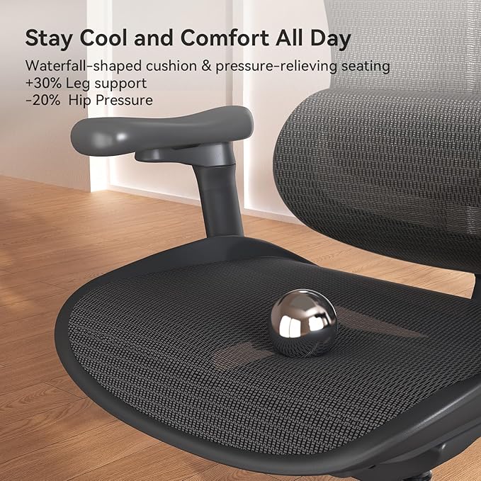 SIHOO Doro C300 Ergonomic Office Chair with Ultra Soft 3D Armrests, Dynamic Lumbar Support for Home Office Chair, Adjustable Backrest Desk Chair, Swivel Big and Tall Computer Chair Black