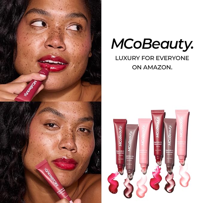 MCoBeauty Peptide Lip Treatment Fairy Floss - Sheer Pink Tinted Lip Balm Plumper Gloss for Women - Hydrating Lip Oil with Shea Butter, Peptides for Soft Plump Lips - Vegan Cruelty Free Lip Care