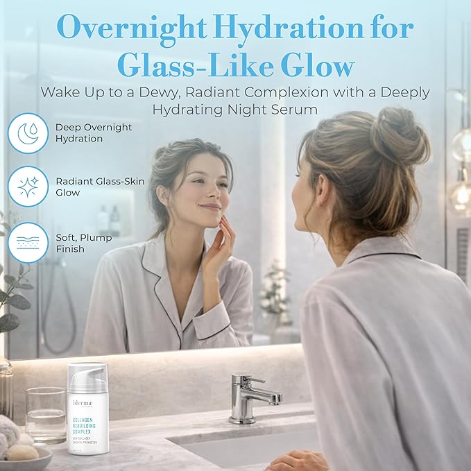 Collagen Rebuilding Complex – Deep Collagen Serum for Face Anti Aging, Skin Firming, Hydrating Night Serum with Green Tea, Panthenol, Magnesium & Ascorbyl Phosphate