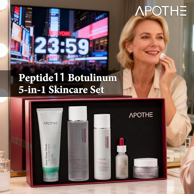 APOTHE Peptide¹¹ Botulinum 5-in-1 Skincare Set – Cleanser, Toner, Ampoule, Emulsion & Cream for Firming & Elasticity, Winter Gifting Bundle