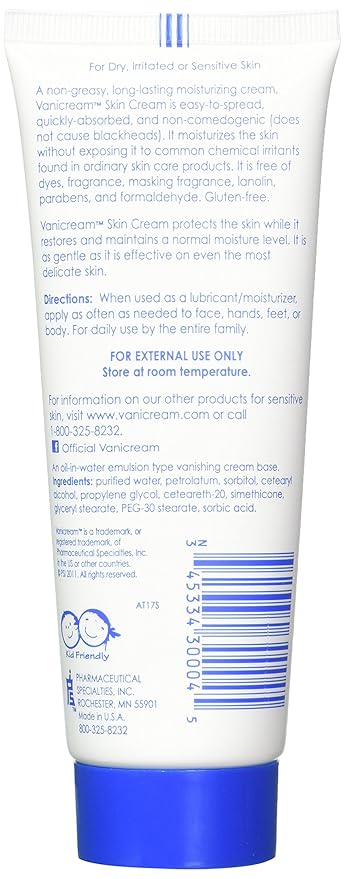 Vanicream Moisturizing Skin Cream For Sensitive Skin, 4 Ounce (Pack of 2)