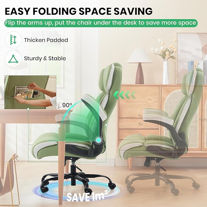 500lbs Big and Tall Office Chair Adjustable Lumbar Support for Back Pain, Extra Wide Seat Executive Office Chair Thick Armrest Pad, Heavy Duty Base&Upgraded Wheels, Ergonomic Comfy Computer Desk Chair