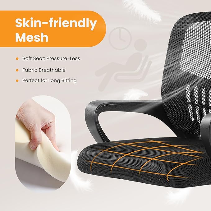 NEWBULIG Home Office Chair Desk Computer Chair Adjustable Ergonomic Lumbar Support Executive Chair with High Density Mesh 360 Degree Swivel Rolling Chair for Men Women Adults Black