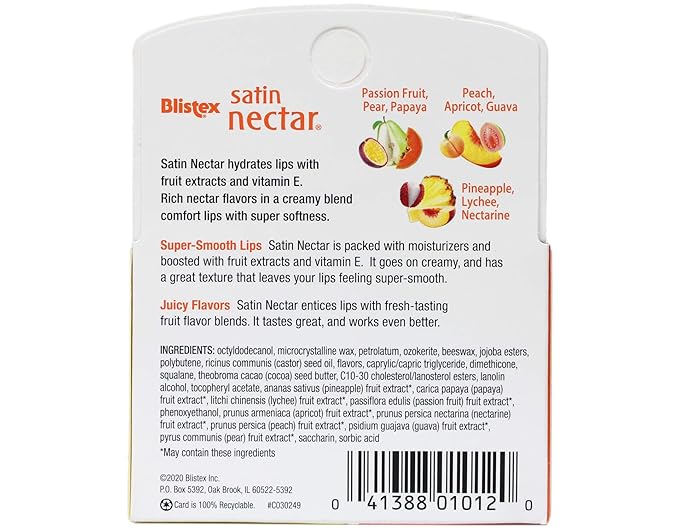 Blistex Satin Nectar Lip Moisturizer Variety Value Pack 0.15 Ounce Each (6 Pack)