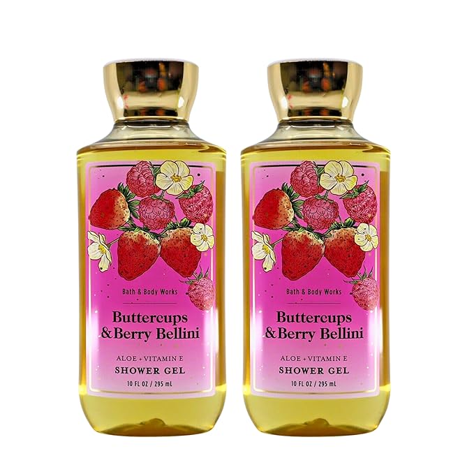 Bath & Body Works Shower Gel, Gift Set of 2, 10oz Each (Buttercups Berry Bellini)