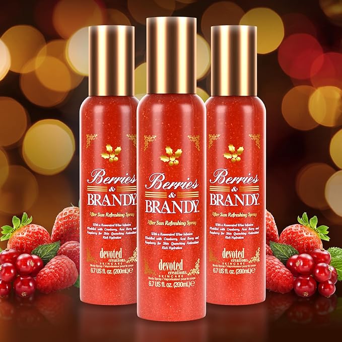 Devoted Creations Berries & Brandy After Sun Refreshing Spray | Color Extending – Skin Refreshing – Body Energizing Rich Hydrating After Sun Refreshing Body Spray