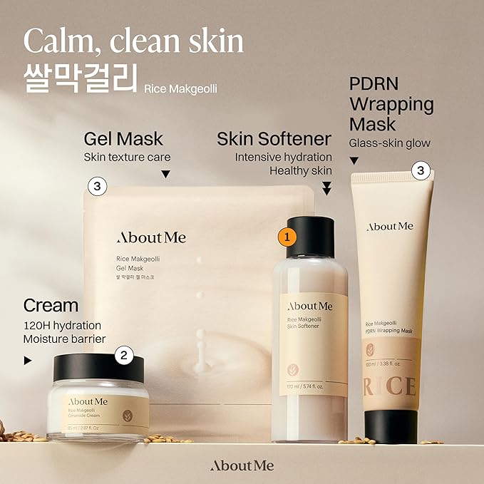 About Me Rice Makgeolli Skin Softener – Triple Ferment Milky Toner with 5 Ceramides & Galactomyces, Hydrating Essence Toner for Glass Skin, Fragrance-Free for Dry Sensitive Skin, 5.74 fl oz