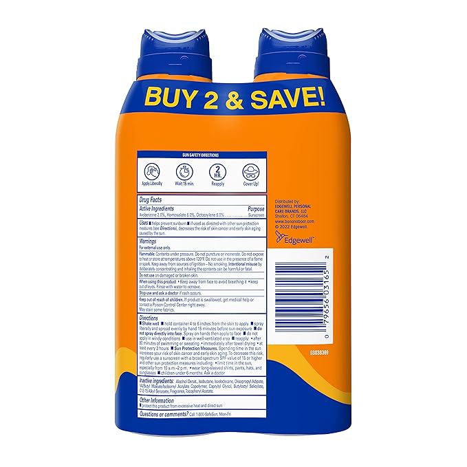 Banana Boat Sport Ultra SPF 30 Sunscreen Spray | Banana Boat Sunscreen Spray SPF 30, Water Resistant, Oxybenzone Free, 6oz each Twin Pack