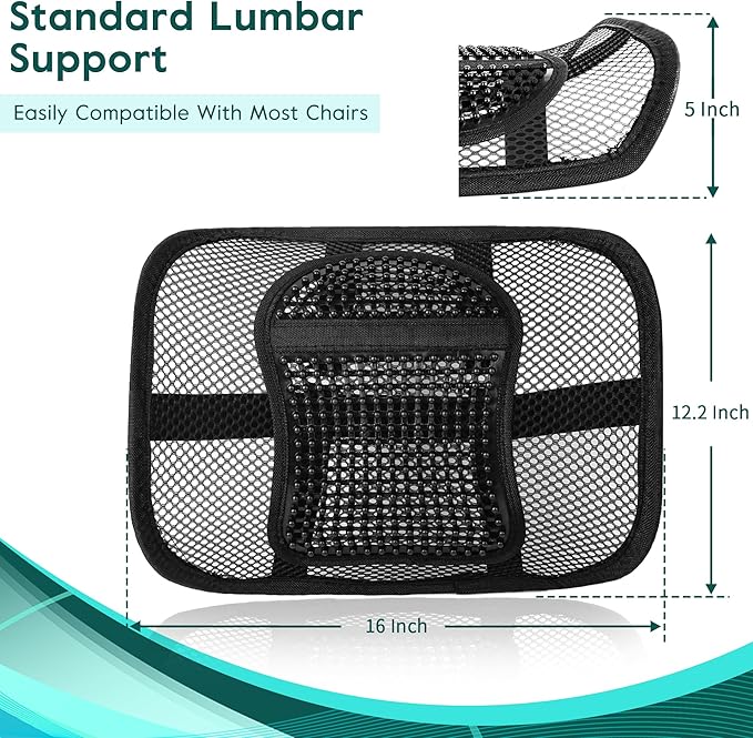 Samyoung 2 Pack Mesh Back Lumbar Support, Back Support Seat Cushion with Breathable Mesh for Office Chairs Car 12â x 16â