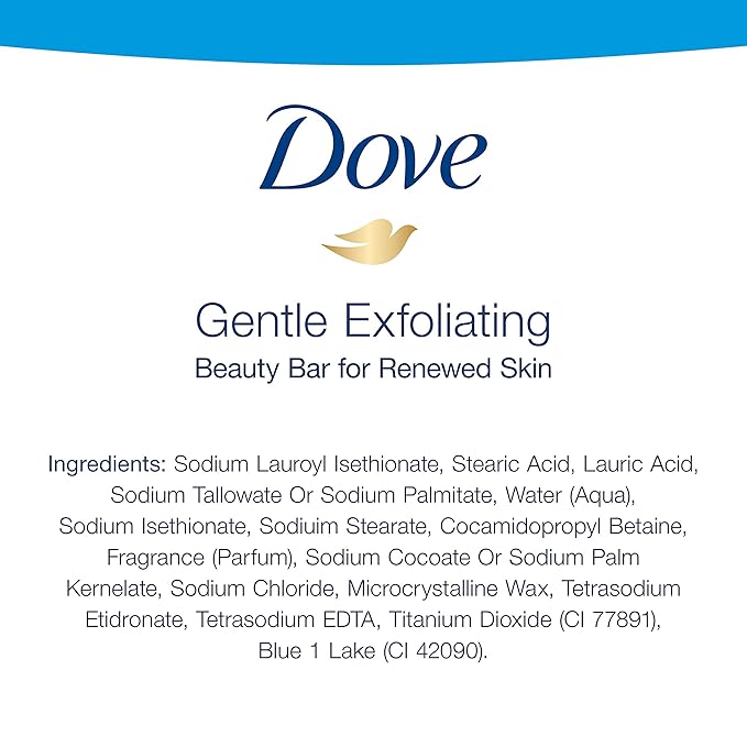 Dove Beauty Bar for Softer Skin Gentle Exfoliating More Moisturizing Than Bar Soap 3.75 oz 6 Bars