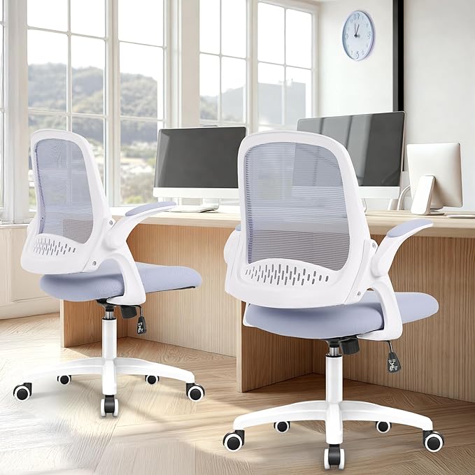 NEO Chair Office Desk Computer Gaming Ergonomic Chair with Lumbar Back Support Adjustable Height Swivel Wheels Flip-up Arms Mesh Chair for Home or Office (Purple)