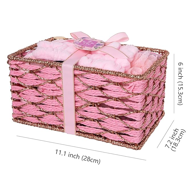 35 Pcs Valentines Day Gifts Basket for Women, Rose Bath and Body Gift, Facial Skin Care Set, Self Care Pampering Kit, Face Sheet Mask, Home Spa, Perfume, Birthday, Mother Day, Bridal Shower