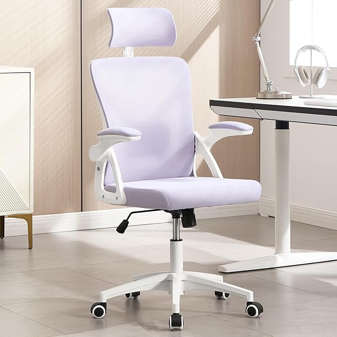 Office Chair,Ergonomic Desk Chair with Adjustable Lumbar Support,Purplr Office Chair 400 Lbs Mesh Computer Chair High Back with Headrest for Home Office (Lavender)