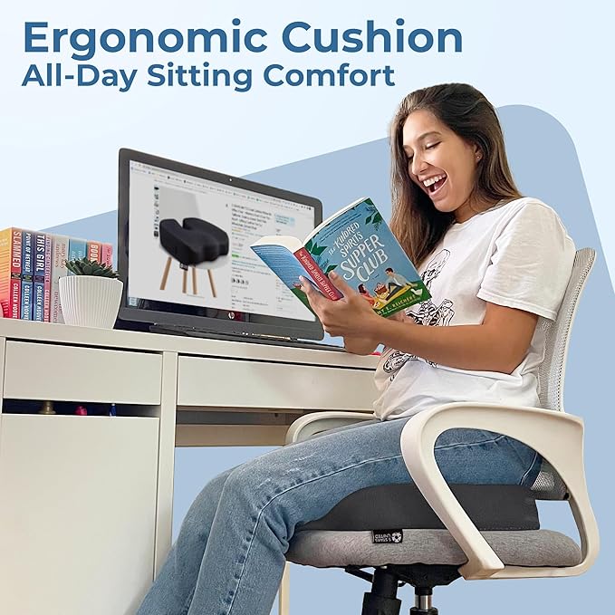 5 STARS UNITED Seat Cushion for Tailbone Pain Relief â Memory Foam Cushion for Coccyx, Hip, Hemorrhoid, Sciatica & Post-Surgery Recovery â Wheelchair, Car, Desk, Gaming & Office Chairs, D Gray