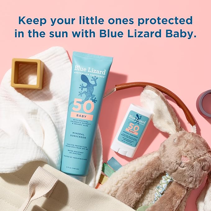 Blue Lizard BABY Mineral Sunscreen Stick with Zinc Oxide,SPF 50+,Water Resistant,UVA/UVB Protection - Easy to apply,Fragrance Free,.5 oz,(Pack of 2)
