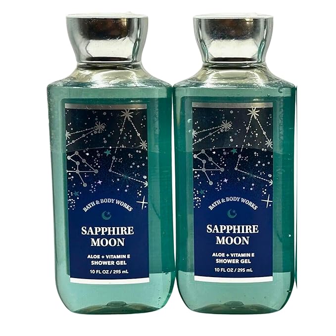 Bath & Body Works Shower Gel, Set of 2 Bottles, Each Bottle 10oz (Sapphire Moon)