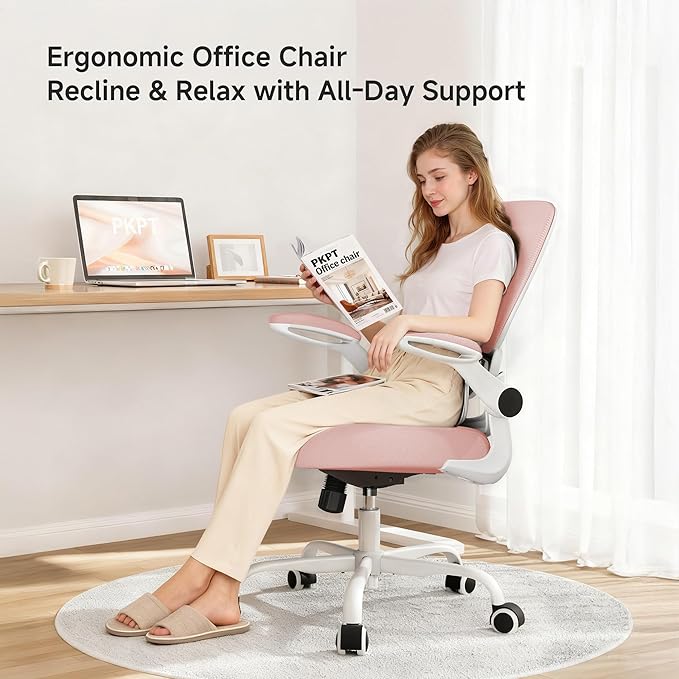 Mesh Office Chair, 330LBS Ergonomic Comfy Desk Chair with Adjustable Lumbar Support, Executive Computer Chairs for Home Office, Pink