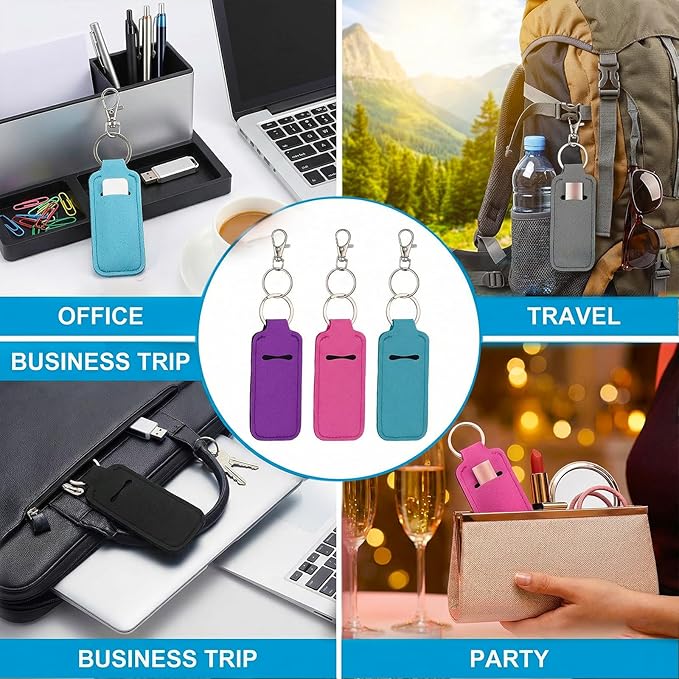 Portable Lip Balm Holders with Clip, 5 PCS Lipstick Holder Keychains Lip Gloss Holder Keychain Lipstick Keychain Holders Small Lips Balm Sleeve Pouch Keychains Stocking Stuffers for Women