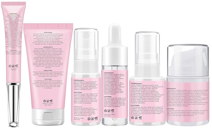 Gifts for Women,Skin Care Set,Anti-aging Moisturizing Repair Soothing Snail Mucin Serum Hydrating Facial Skin Care Routine Kit for Dull Skin & Dry Skin,Travel Skincare Gift Set Teenage Teen Girl Gifts